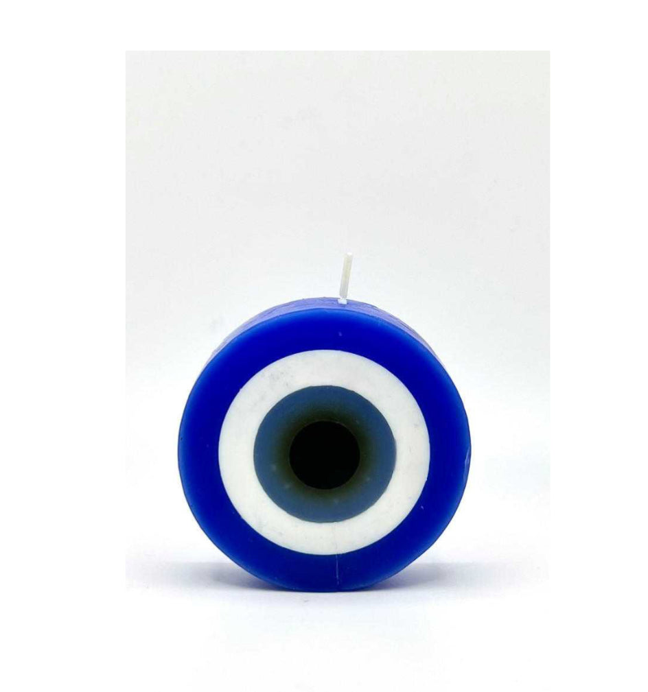 Round evil eye candle