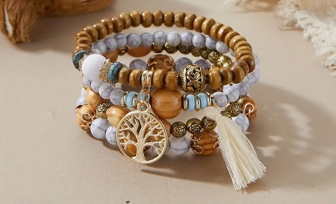 Boho white tree of life bracelet