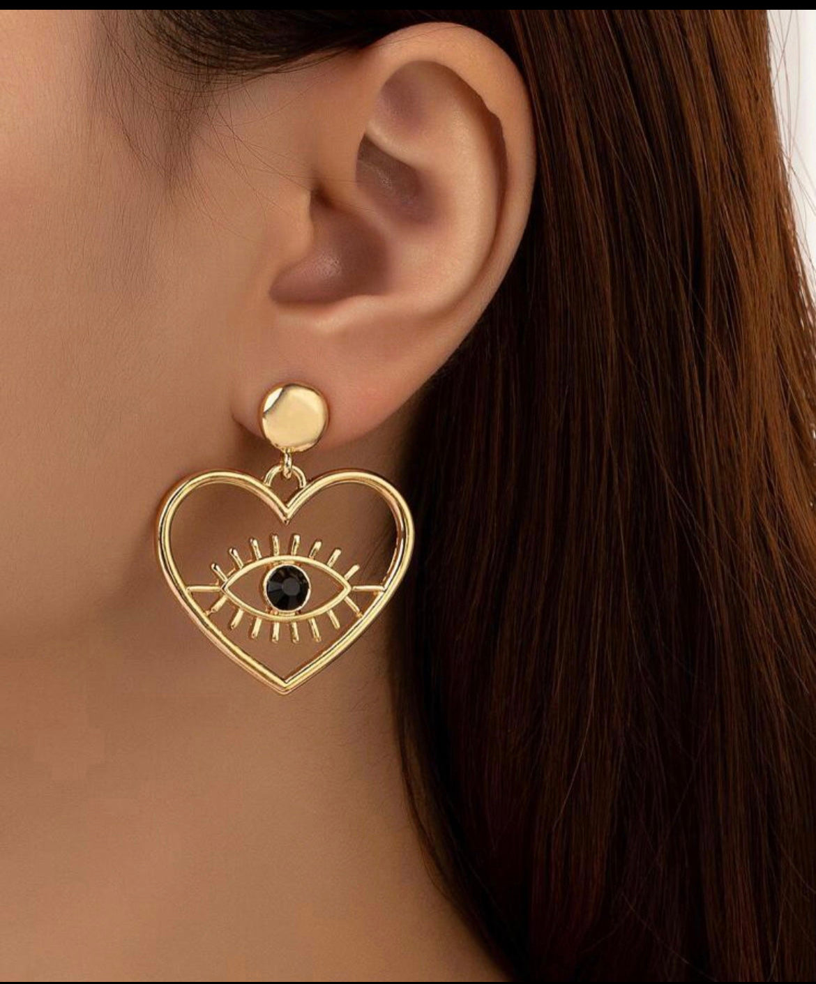 Evil Eye Heart Drop Earrings