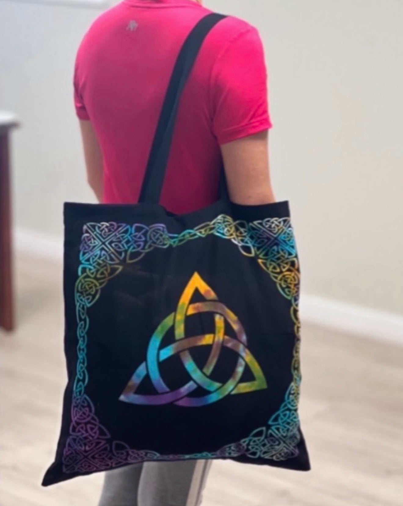 Tie dye Triquetra tote bag