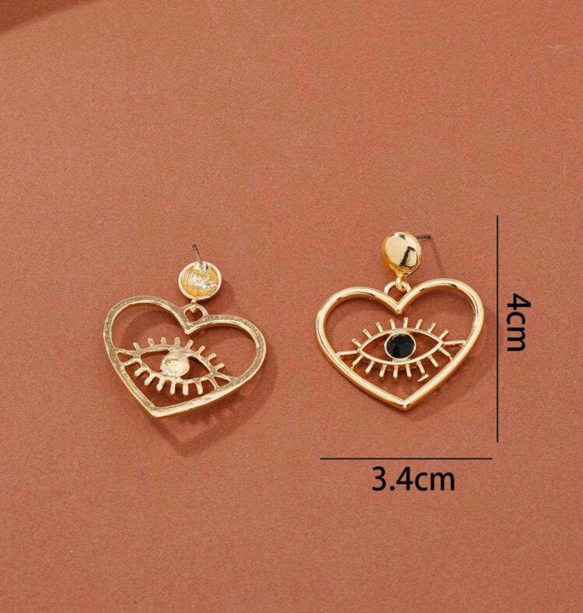 Evil Eye Heart Drop Earrings
