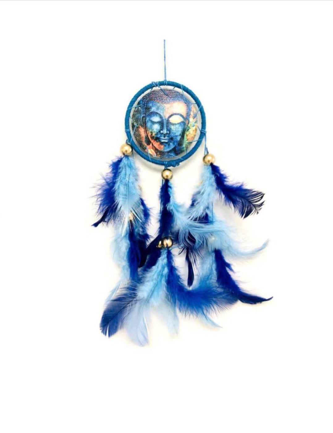 Buddha w/Blue feathers