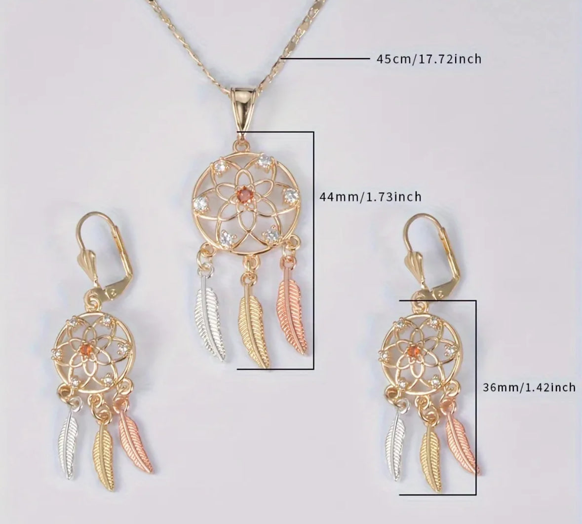 Earring and necklace dream catcher set