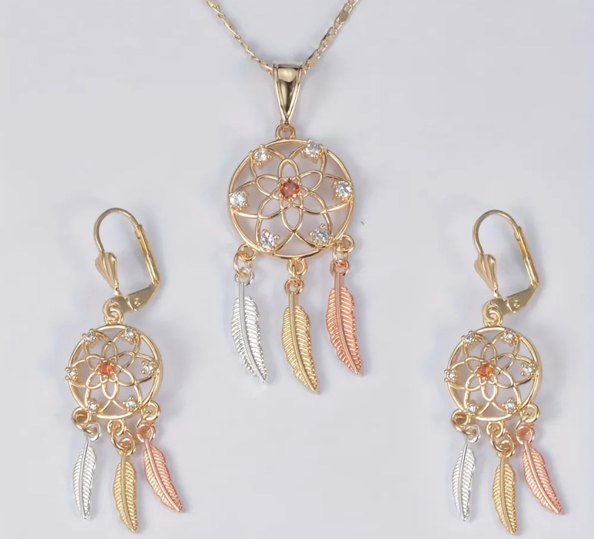 Earring and necklace dream catcher set