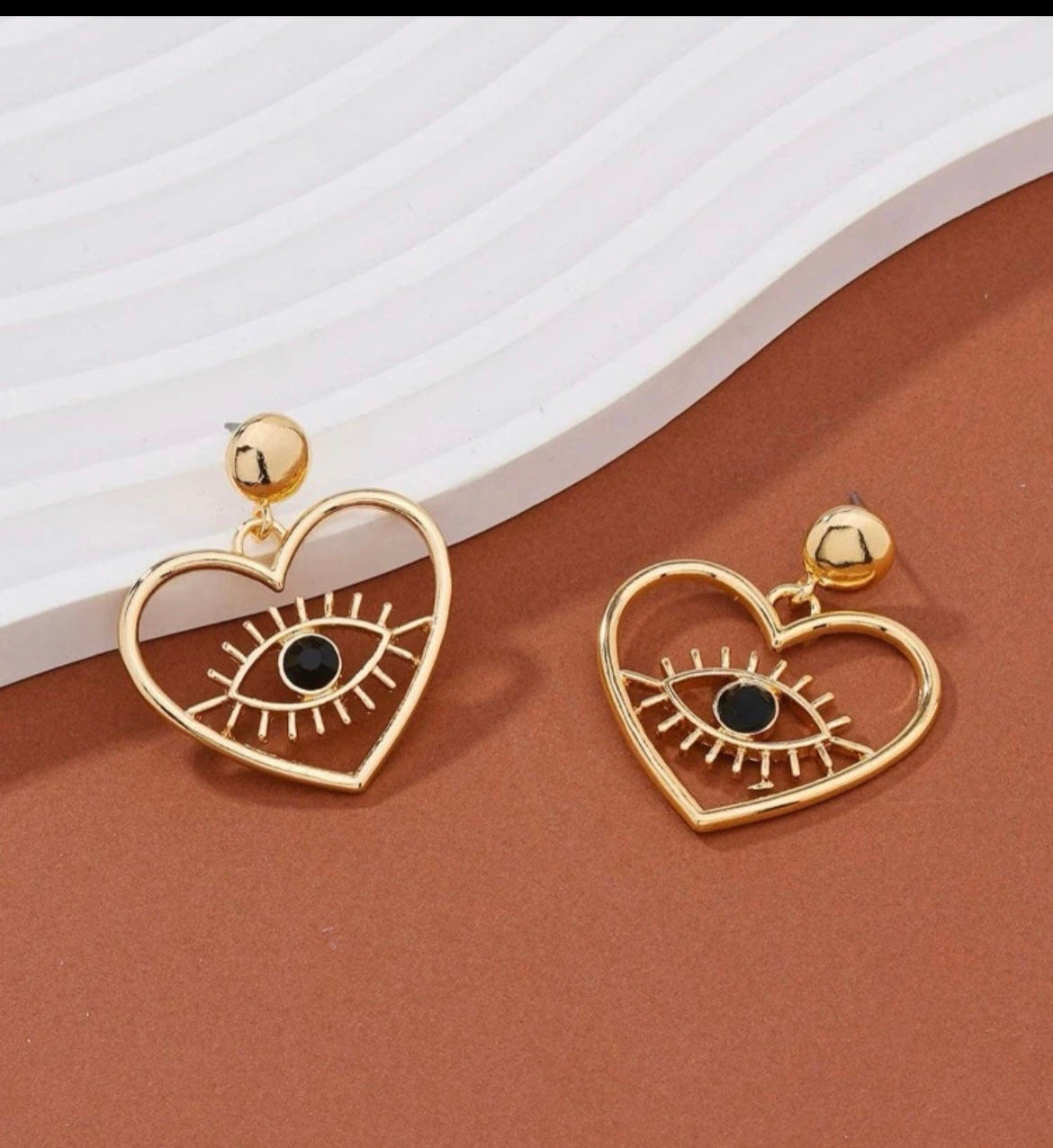 Evil Eye Heart Drop Earrings