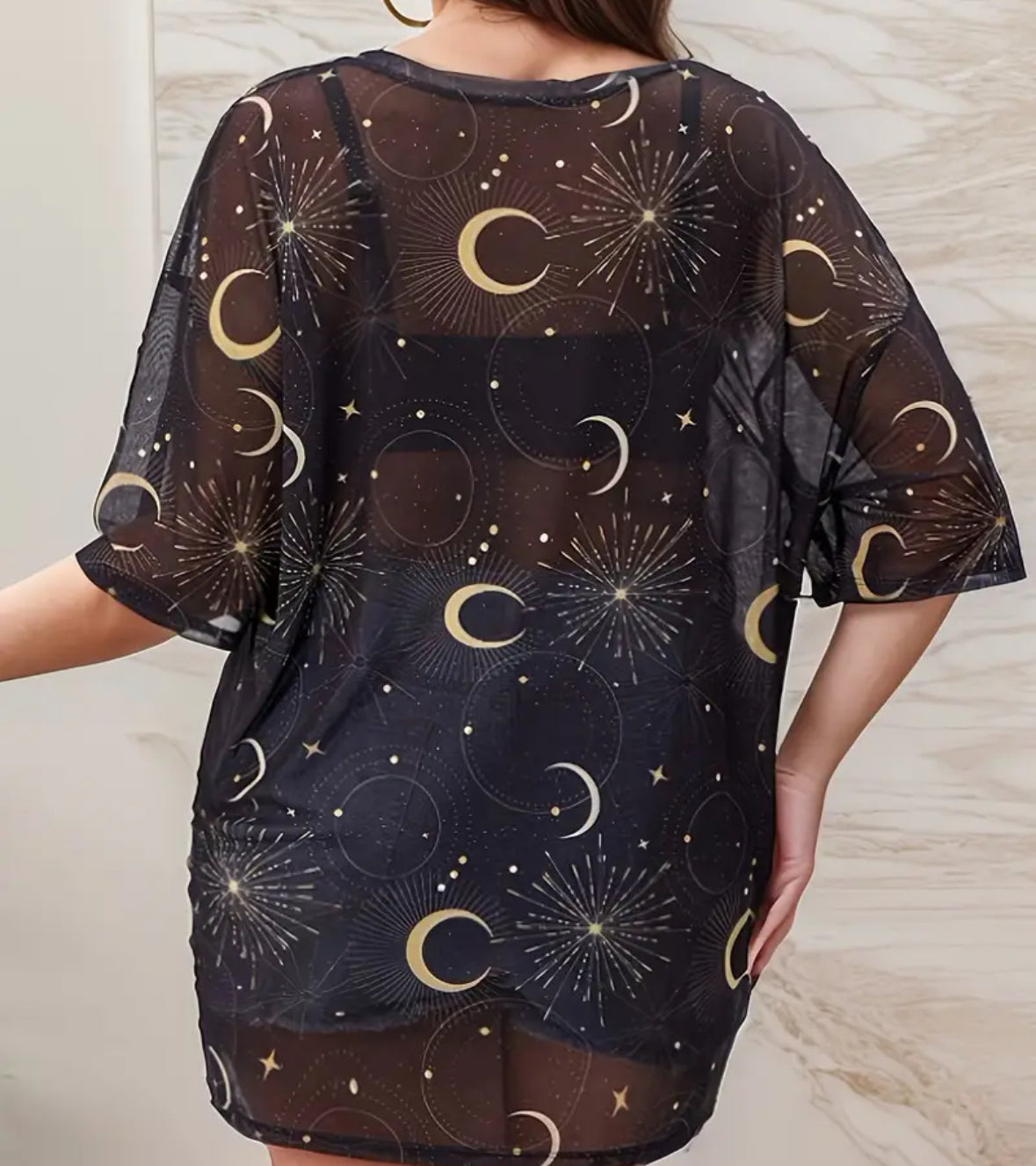 Plus size moon sheer shirt