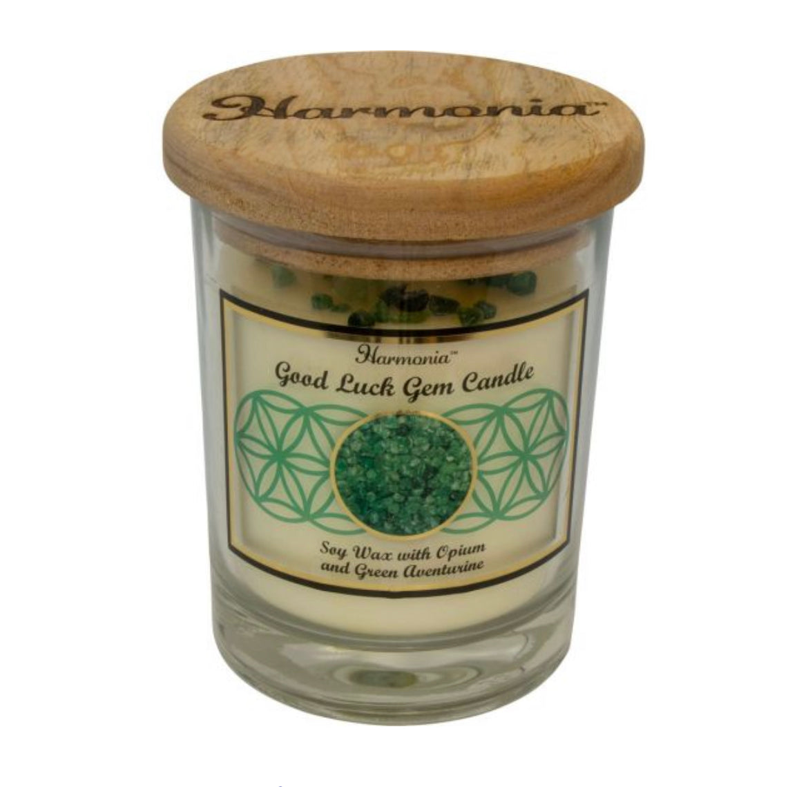 Green aventurine good luck gem candle
