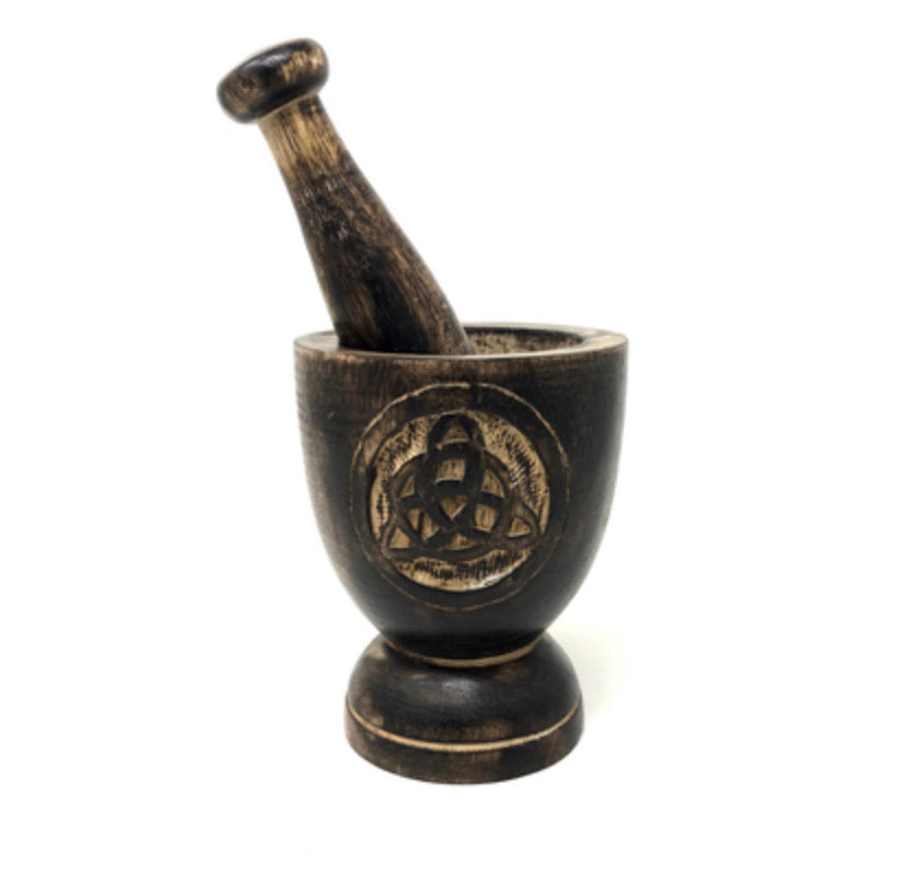 Wooden Mortar & Pestle Triquetra 3" x 5"