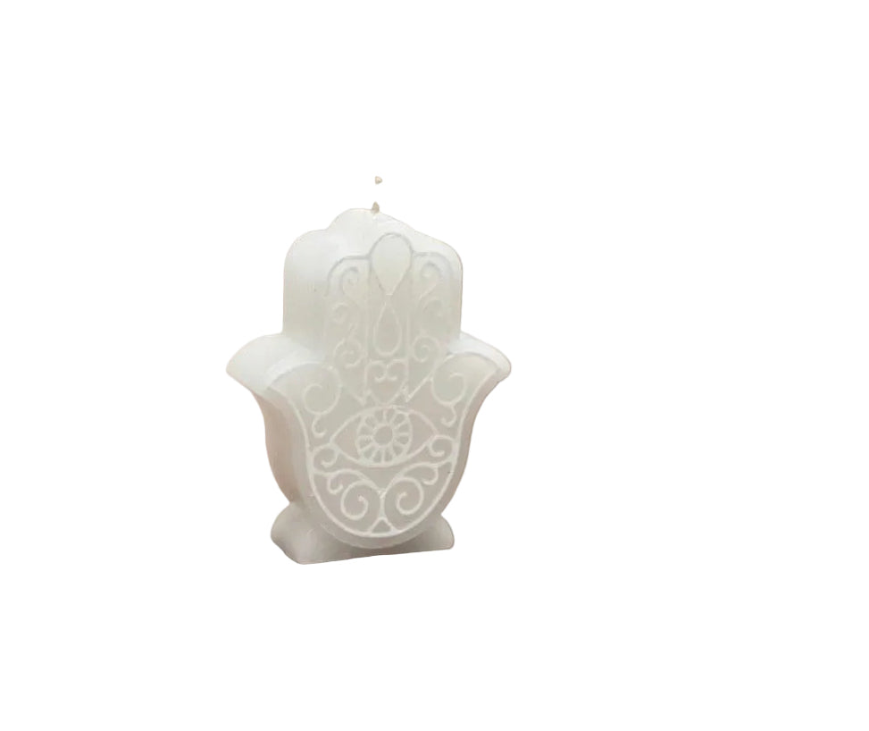 Small Hamsa white candle