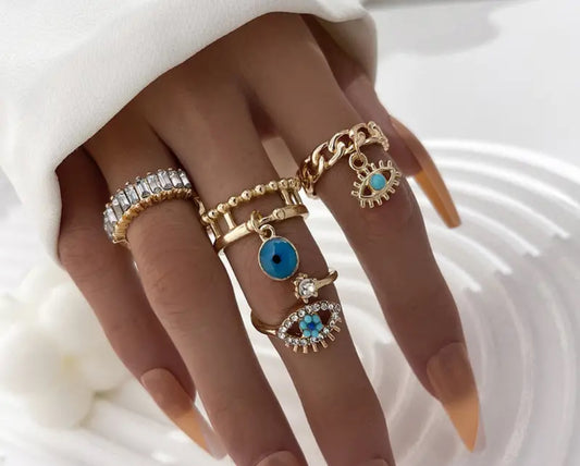 Boho evil eye assorted rings