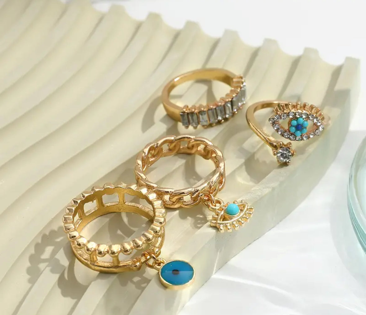 Boho evil eye assorted rings