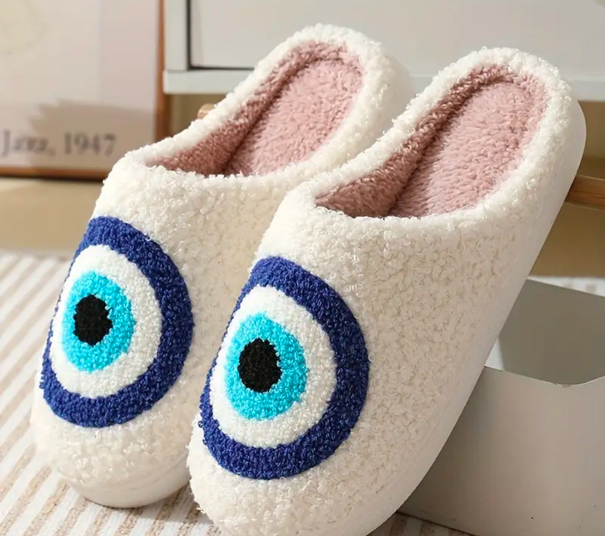 Evil eye slippers