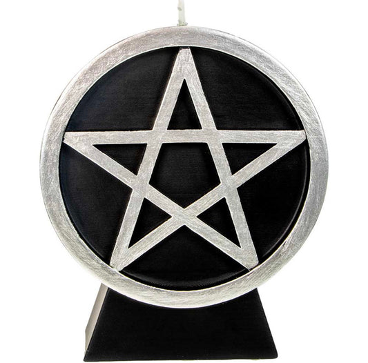 Pentacle black and silver candle