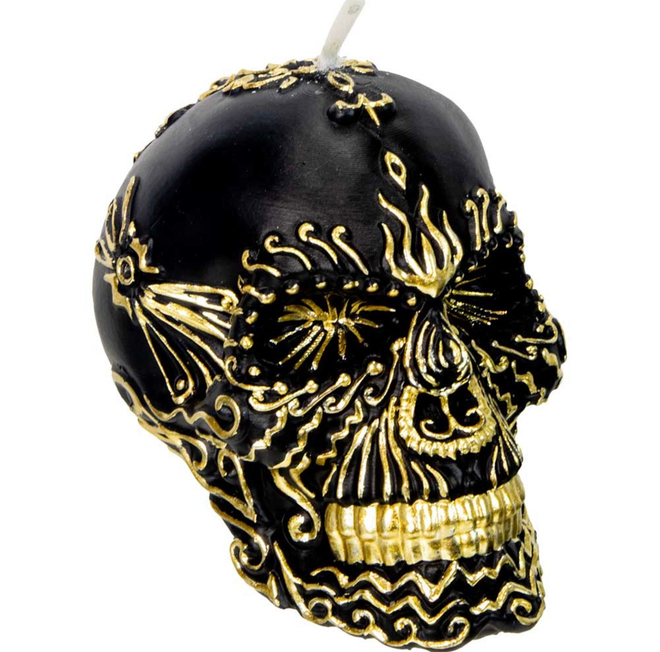 Skull black and gold intention candle