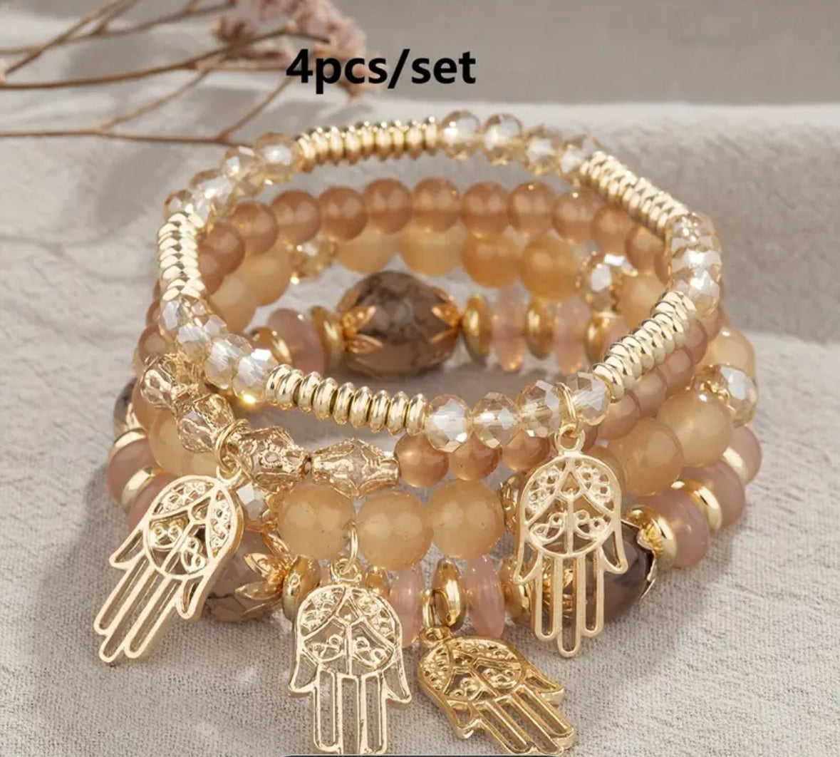 Boho hamsa gold layered bracelet