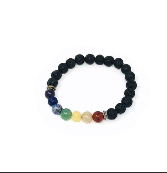 Lava beads with 7 chakra bracelet