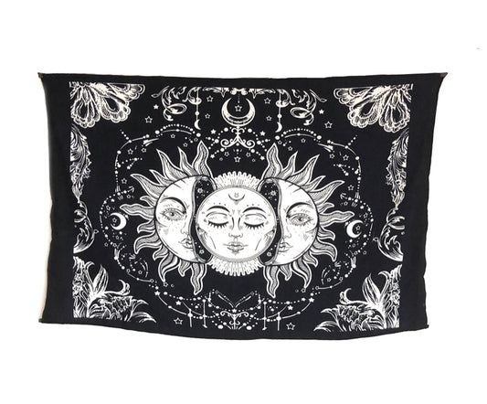 Wall Hanging Sun Moon Stars Black & White (40"x 30")