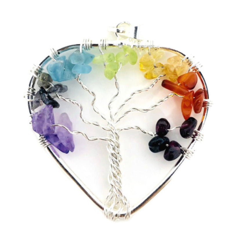 7 chakra tree of life heart Pendant