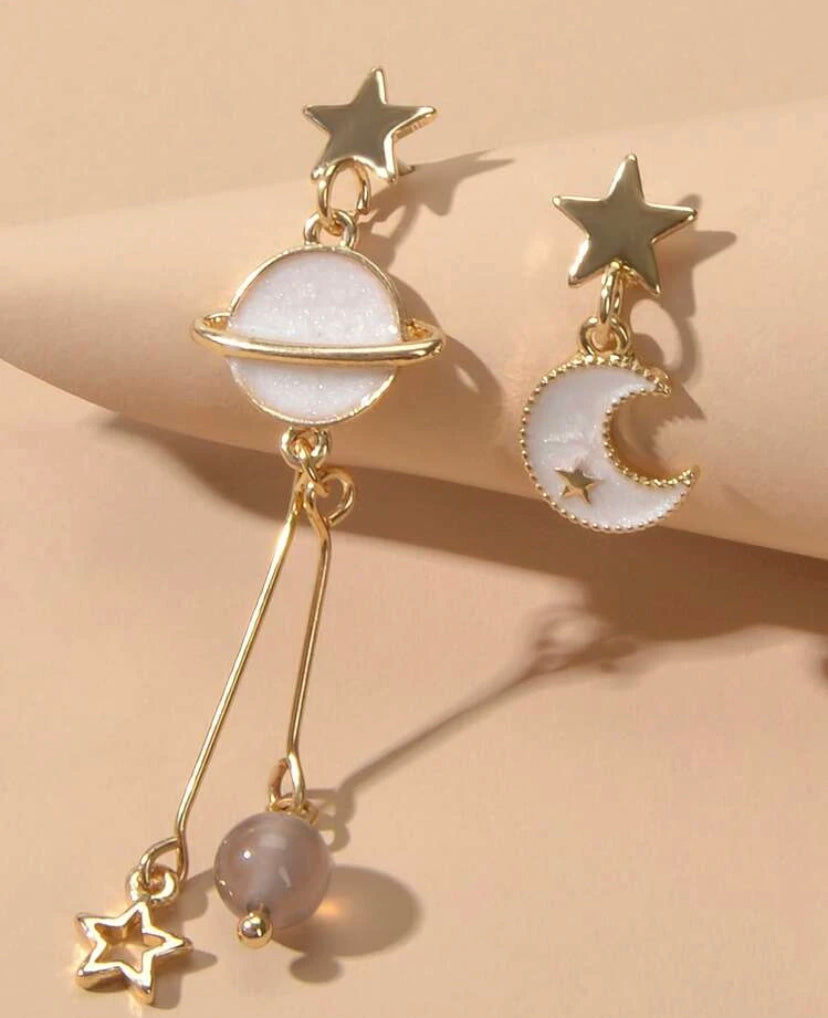 Star Moon Drop Earrings