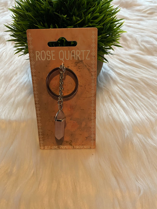 Rose quartz keychain