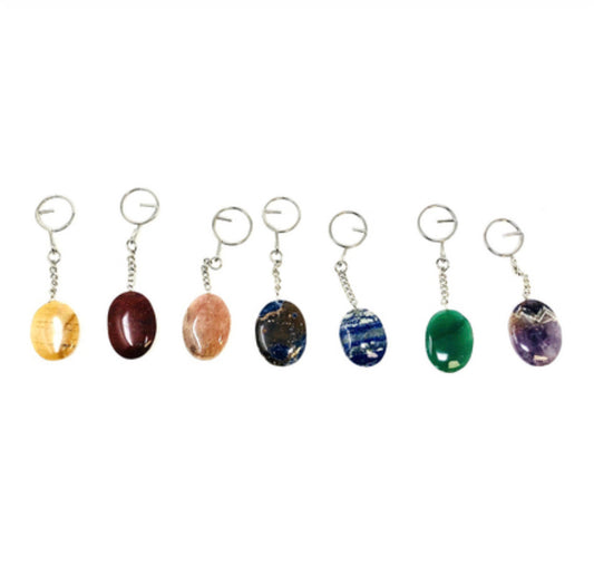 Set of 7 chakra keychain stones