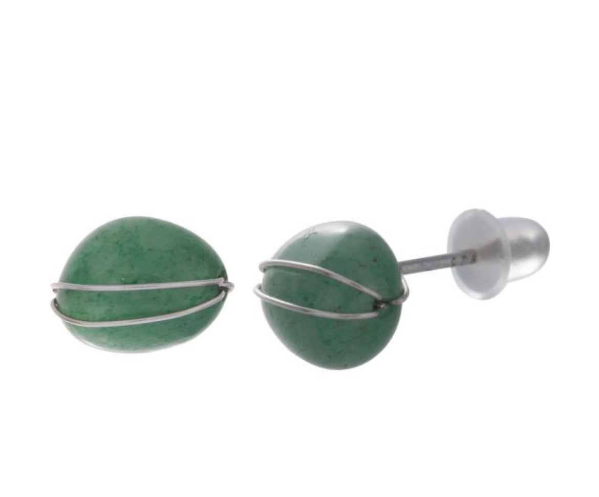 Green aventurine sterling silver earrings