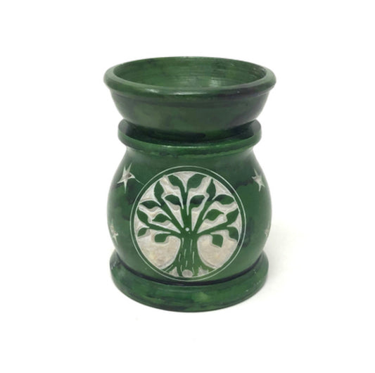 Stone Aroma Lamp Colored 3''H Tree of Life, GREEN