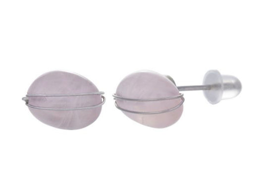 Sterling silver rose quartz earrings