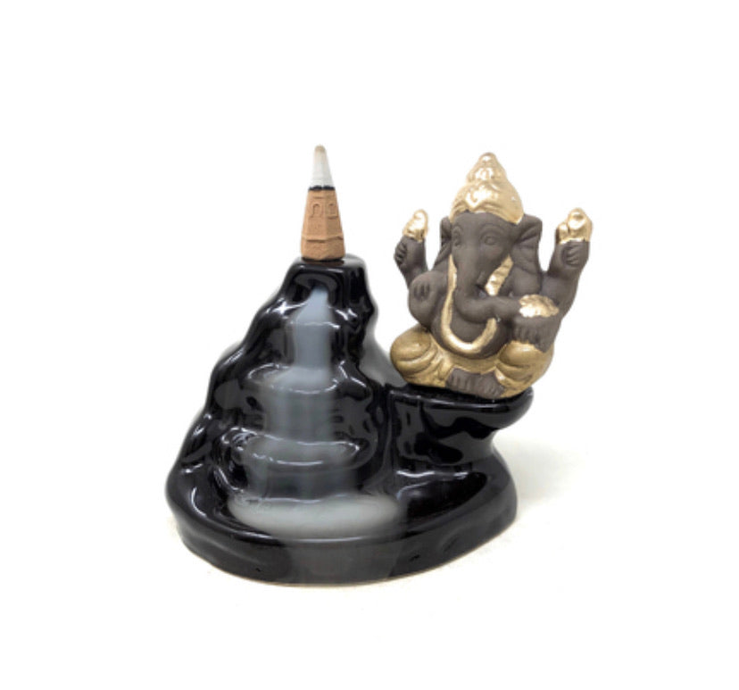 Ceramic backflow Ganesha cone burner