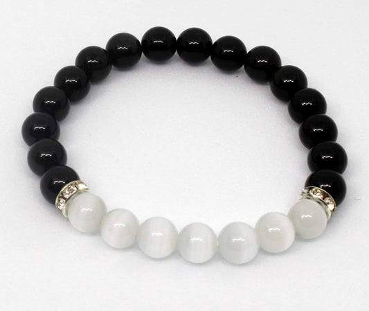 Black obsidian and Selenite bracelet