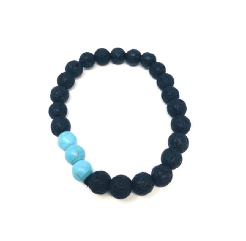 Lava stone + Turquoise Bead Bracelet