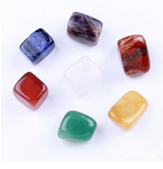 7 chakra Tumbled stone set with pouch(colors may vary)