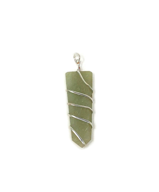 Flat Wire wrapped pendant Green Aventurine