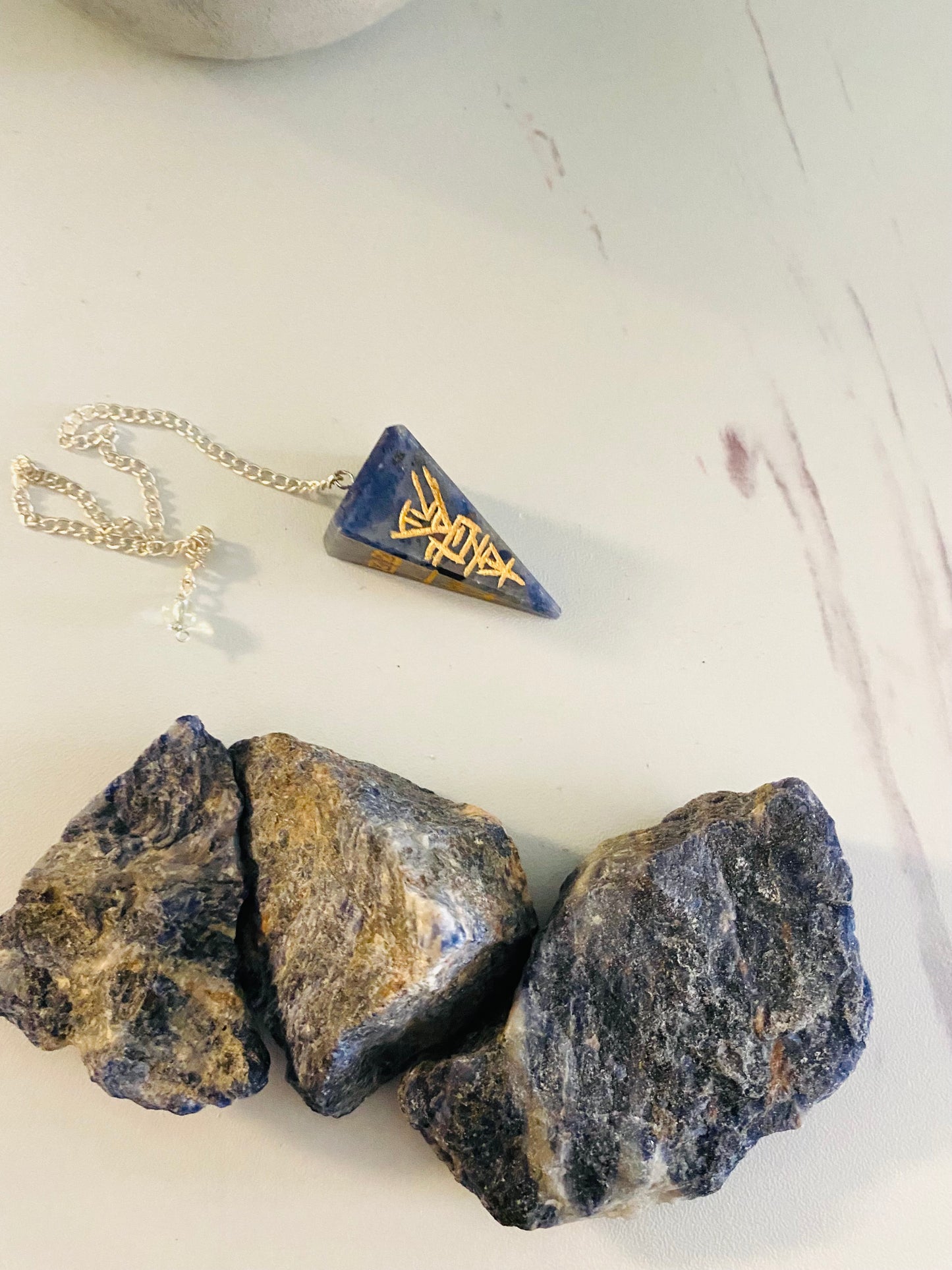 Sodalite 4 sided Reiki Pendulum 2"