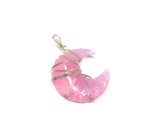 Rose quartz moon pendant