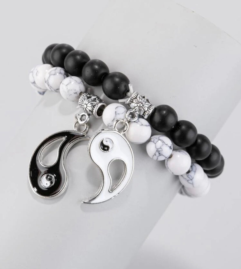 2 piece Unisex ying and yang bracelet